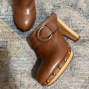 Coach heeled buckle clogs